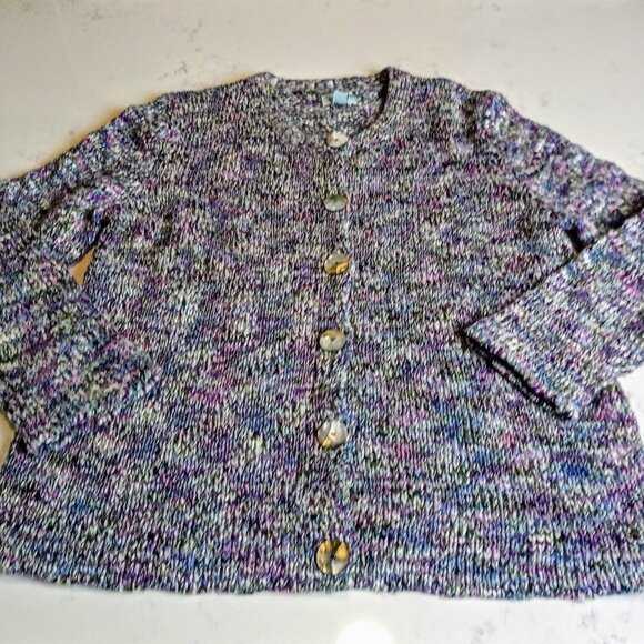 River Green & Purple Knit LS Cardigan Sweater - Picture 3 of 5